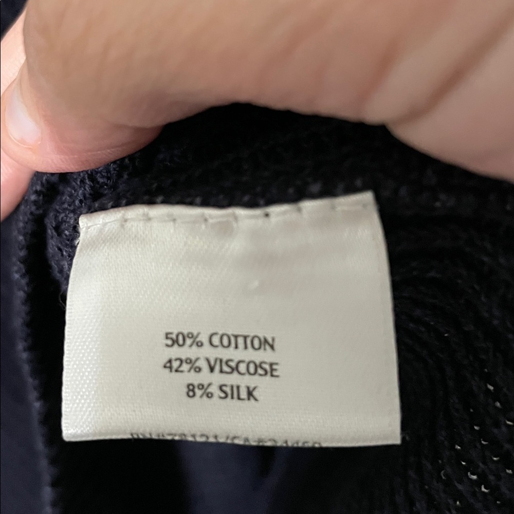Eileen Fisher Silk Blend Like New Santana Knit V-Neck Navy Sweater Size Large - Picture 6 of 6